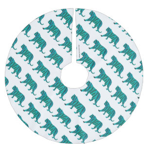 Tijgerzwart en Blauwgroen Silhouettes Kerstboom Rok
