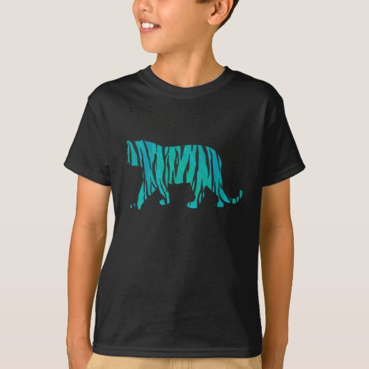 tijgerzwart en Blauwgroen Silhouettes-shirten T-shirt (Voorkant)