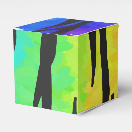 Tijgerzwart en regenboogdruk bedankdoosjes (Voorkant Zijde)