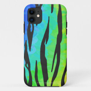 Tijgerzwart en regenboogdruk iPhone 11 hoesje