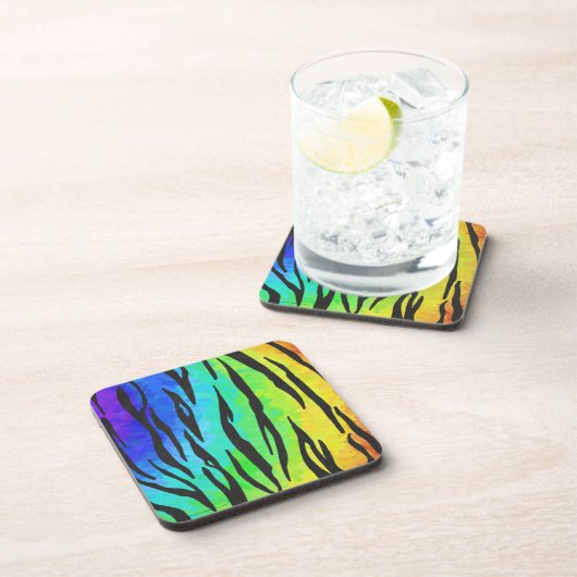 Tijgerzwart en regenboogdruk drankjes onderzetter (Rechterzijde)