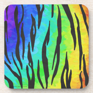 Tijgerzwart en regenboogdruk drankjes onderzetter