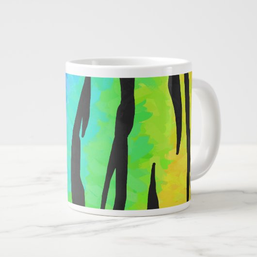 Tijgerzwart en regenboogdruk grote koffiekop (Voorkant rechts)