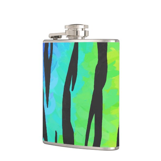 Tijgerzwart en regenboogdruk heupfles (Links)