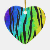 Tijgerzwart en regenboogdruk keramisch ornament (Voorkant)