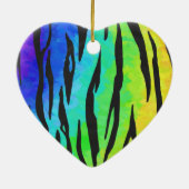 Tijgerzwart en regenboogdruk keramisch ornament (Achterkant)