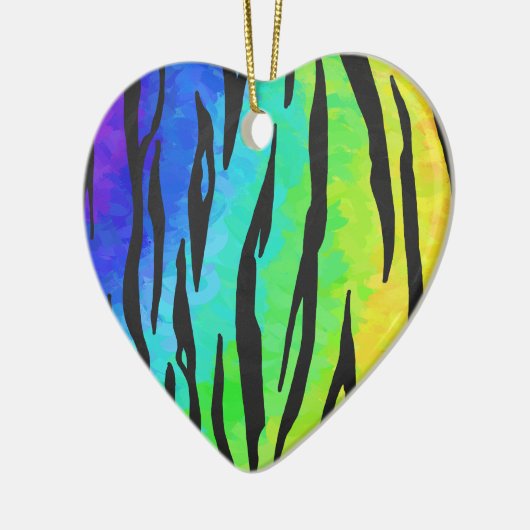 Tijgerzwart en regenboogdruk keramisch ornament (Links)