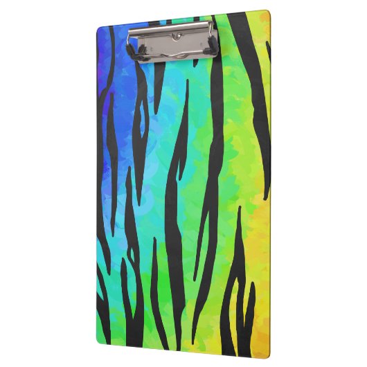 Tijgerzwart en regenboogdruk klembord (Links)