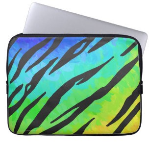Tijgerzwart en regenboogdruk laptop sleeve