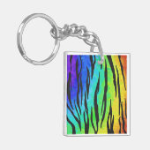 Tijgerzwart en regenboogdruk sleutelhanger (Voorkant Links)