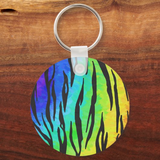 Tijgerzwart en regenboogdruk sleutelhanger (Voorkant)