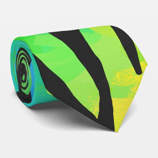 Tijgerzwart en regenboogdruk stropdas (Opgerold)