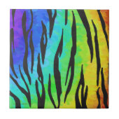 Tijgerzwart en regenboogdruk tegeltje (Voorkant)