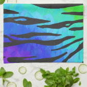 Tijgerzwart en regenboogdruk theedoek (Gevouwen)