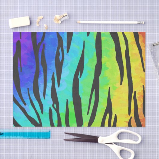 Tijgerzwart en regenboogdruk tissuepapier (Craft)