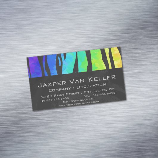 Tijgerzwart en regenboogdruk visitekaartje magneet (Voorbeeld)