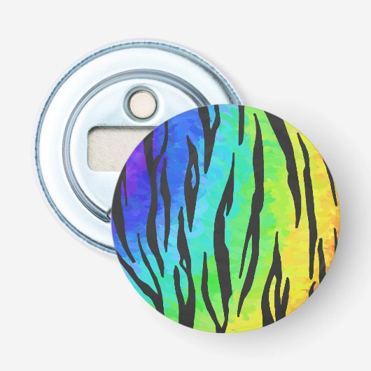 Tijgerzwart en regenboogstuf button flesopener (Voorkant)