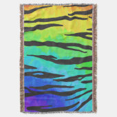 Tijgerzwart en regenboogstuf deken (Voorkant Verticaal)