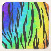 Tijgerzwart en regenboogstuf kartonnen onderzetters (Voorkant)