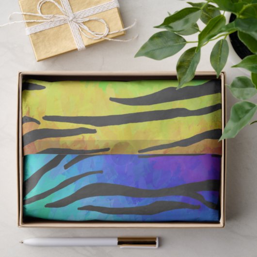 Tijgerzwart en regenboogstuf tissuepapier (Geschenk)