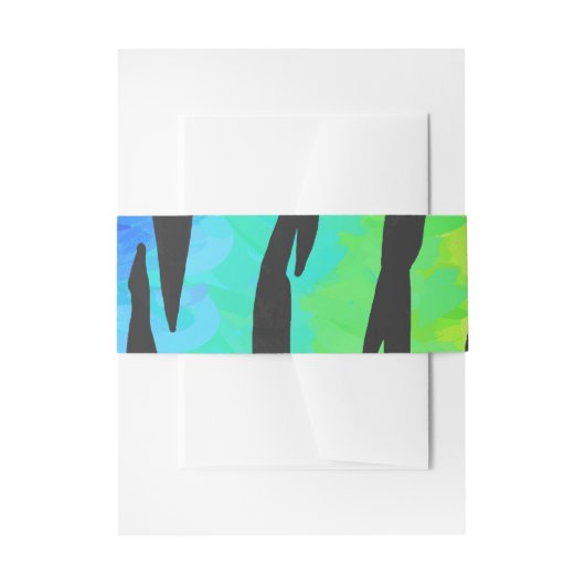 Tijgerzwart en regenboogstuf uitnodigingen wikkel (Voorkant Voorbeeld)