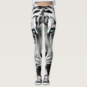Tijgerzwarte en witte blauwe ogen leggings