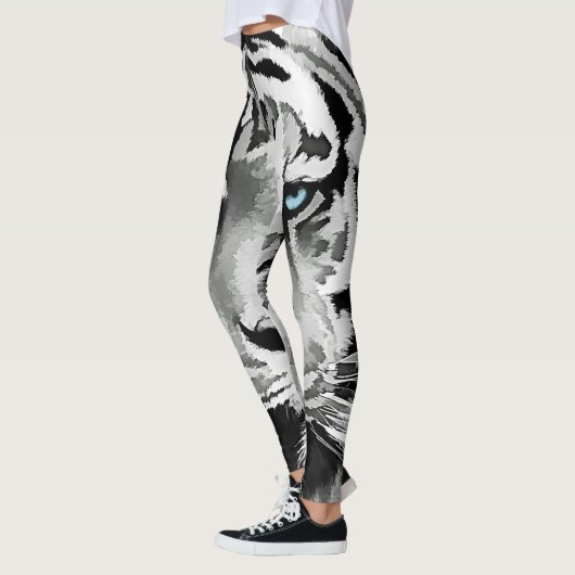 Tijgerzwarte en witte blauwe ogen leggings (Links)