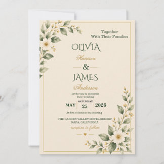 Tijloos groen botanisch trouwkaart kaart