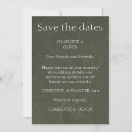 Tijloos groene elegante trouw save the date templa