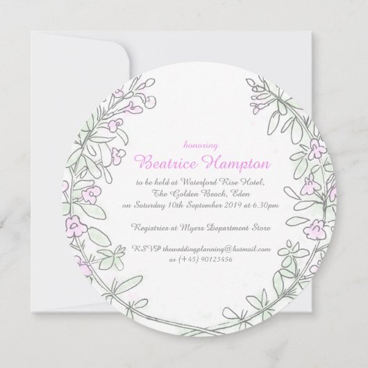 Tijm krans kunst rond vrijgezellenfeest uitnodigin kaart (Achterkant)