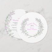 Tijm krans kunst rond vrijgezellenfeest uitnodigin kaart (Voorkant / Achterkant)