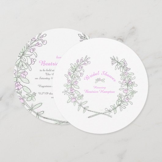 Tijm krans kunst rond vrijgezellenfeest uitnodigin kaart (Voorkant / Achterkant)