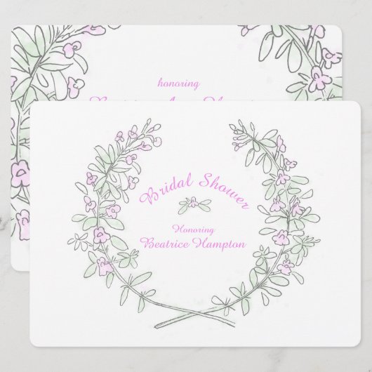 Tijm krans kunst vrijgezellenfeest uitnodiging (Voorkant / Achterkant)