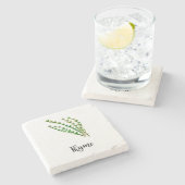 Tijm Kruid Waterverf Schilderen Word Art Stenen Onderzetter (Zijkant)