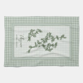 Tijmkruiden Keukenhanddoek – Groene Gingham Rand (Horizontaal)