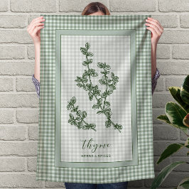 Tijmkruiden Keukenhanddoek – Groene Gingham Rand