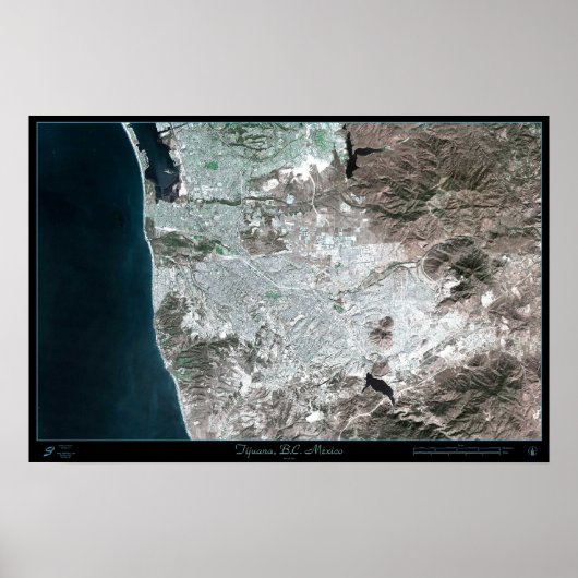 Tijuana, Baja California Mexico-satellietposter Poster (Voorkant)