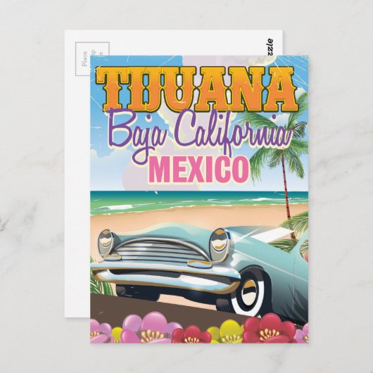Tijuana Baja California, reisposter Briefkaart (Voorkant / Achterkant)