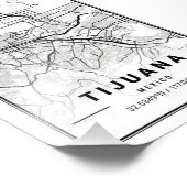 Tijuana - Mexico Ligth City Map Foto Afdruk (Hoek)