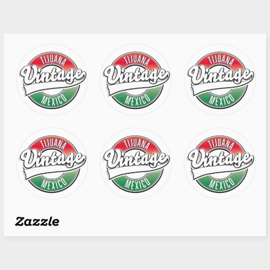 Tijuana Mexico vintage logo. Ronde Sticker (Vel)