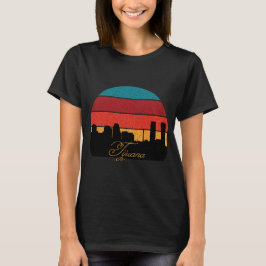 Tijuana Silhouette Retro Zonsondergang Reizen T-shirt