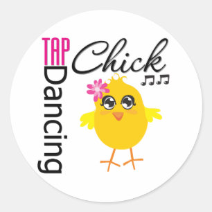 Tik Dansende Chick Ronde Sticker