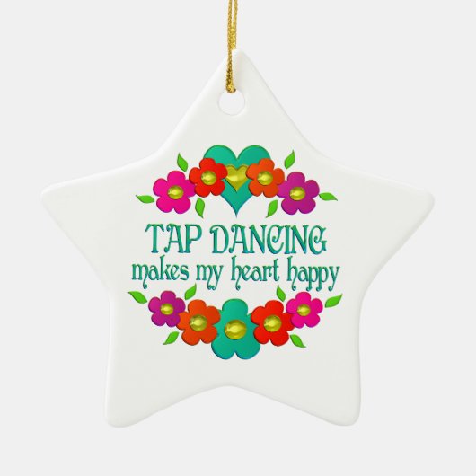 Tik dansende hartslag Happy Keramisch Ornament (Voorkant)