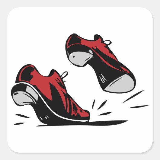 Tik dansende schoenen vierkante sticker (Voorkant)