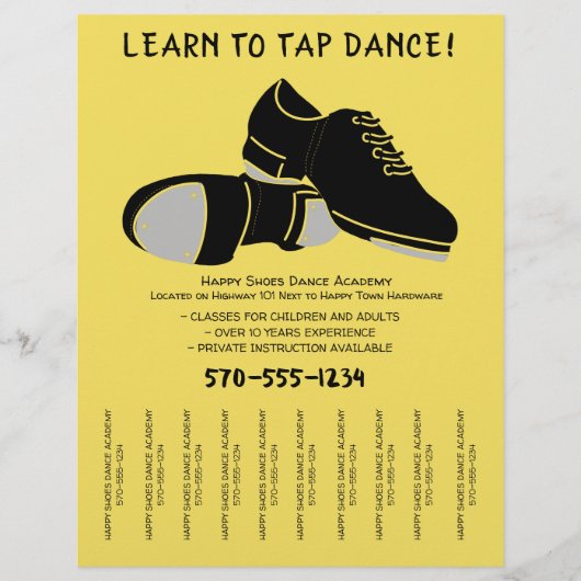 Tik dansklassen dansende lessen scheuren uit strok flyer (Voorkant)