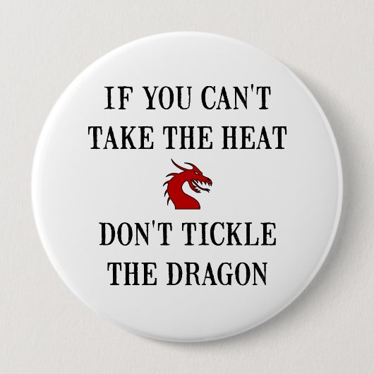 Tik de draak ronde button 4,0 cm (Voorkant)