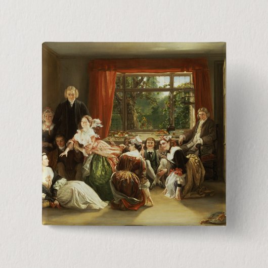 Tik de Slipper bij de buurvrouw Flamborough Vierkante Button 5,1 Cm (Voorkant)