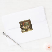 Tik de Slipper bij de buurvrouw Flamborough.. Vierkante Sticker (Envelop)