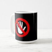 Tik het teken niet aan koffiemok (Voorkant links)