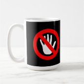 Tik het teken niet aan koffiemok (Links)